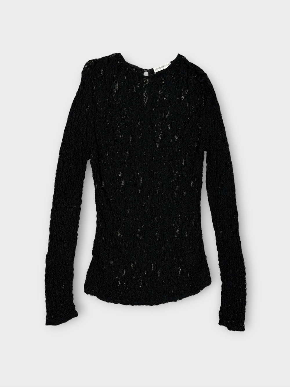 BRYAN EMERSON BLACK CRINKLE LACE MICRO DRESS